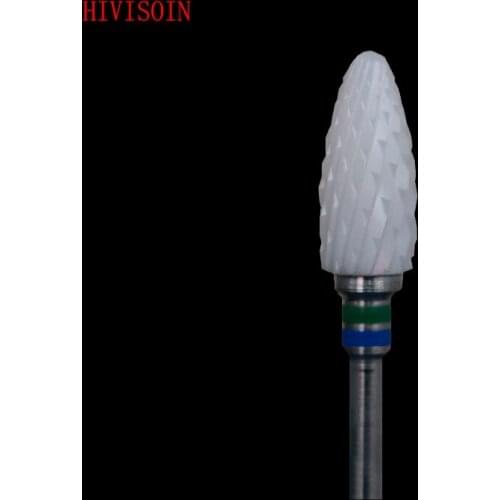 15Pcs- White Zirconia Ceramic Dental Lab Burs - Bullet Shape -Cross cut (4401.060)