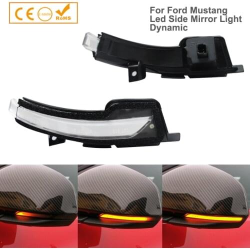 2Pcs No Error Dynamic LED Side Mirror Lights Car Accessories For Ford Mustang 2015-2017 Amber Turn Signal Indicator Blinker Lamp