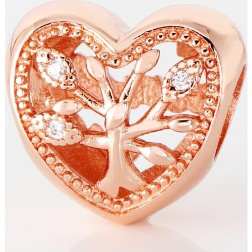 2020 New Free Shipping 925 Sterling Silver Family Tree Heart Charms Fit Original Bracelet For Women DIY Jewelry S925 Beads