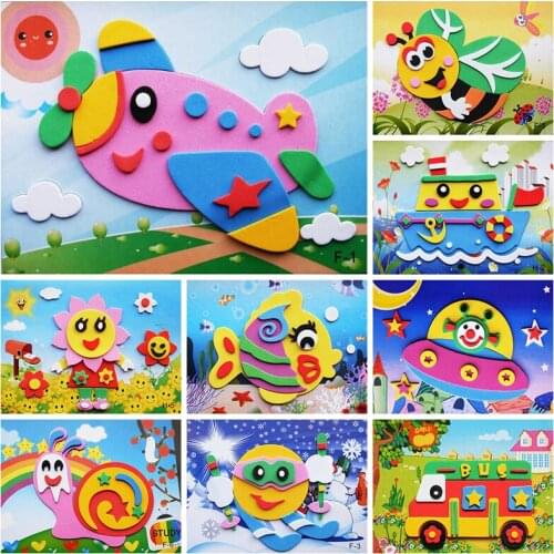 3D EVA Foam Sticker DIY Cartoon Animal Dinosaur Car Styles Random Puzzle Game Creativity Training Education Toy For Children