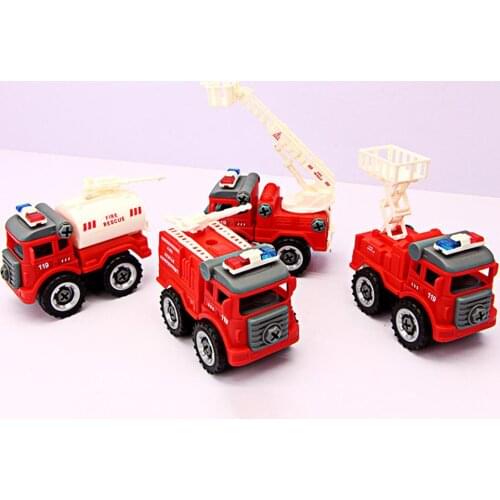 4Pcs DIY Assemble Disassemble Fire Truck Car Screw Nuts Model Education Kids Toy
