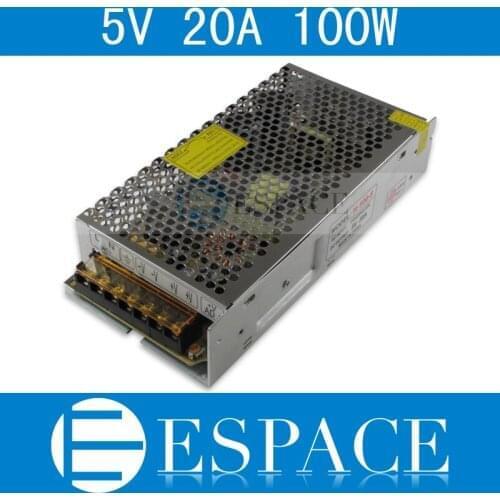 50piece/lot Best quality 5V 20A 100W Switching Power Supply Driver for LED Strip AC 100-240V Input to DC 5V free fedex