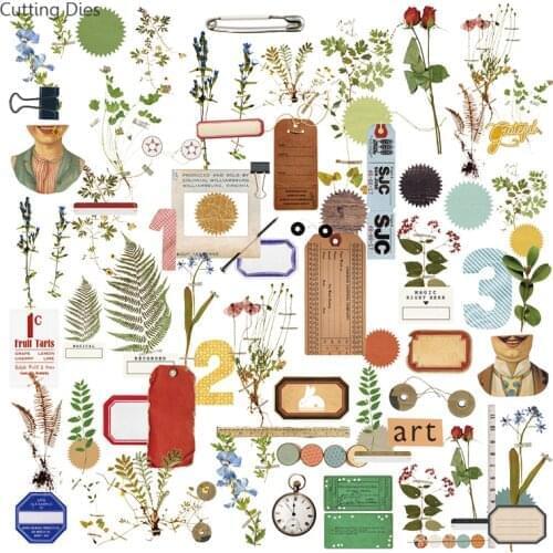 75Pcs/lot Vintage Plant Vellum Self-adhesive Stickers For Scrapbooking DIY Craft Card Making Home Decoration