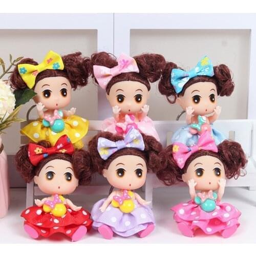 9cm Handmade Mini Colorful Princess Dolls Little Girl Doll Full Dress Doll Keychains Handbag Decoration Pendants Birthday Gifts