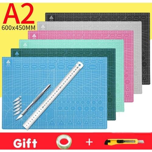 A2 Cutting Board Multi Color Double-sided Desktop Hand-painted Art Paper-cut Soft Table Mat Grid Line Self-healing Cutting Pad