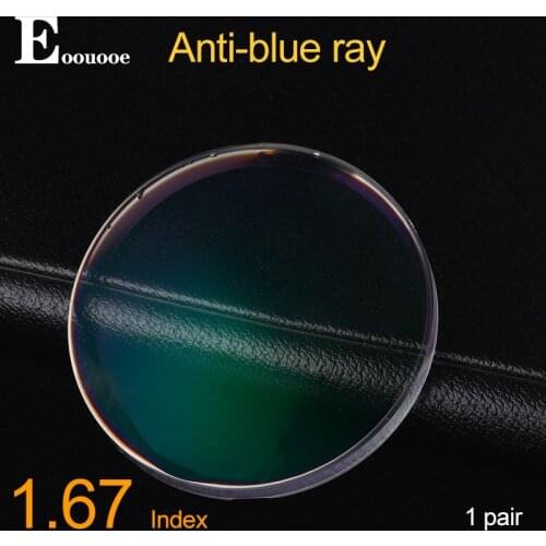 Anti-Blue Ray 1.67 Index Resin Lens Aspherical Myopia Eyeglasses Prescription Lente Optician
