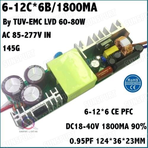 2 Pcs By TUV-EMC LVD 80W AC85-277V LED Driver 6-12Cx6B 1800mA DC18-40V Constant Current LED Power For Floodlight Free Shipping