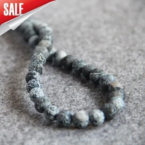 Hot New For Necklace 8mm Stripe Black Natural Frosted Onyx Beads Round DIY Loose Carnelian Accessory Parts 15inch Jewelry Making