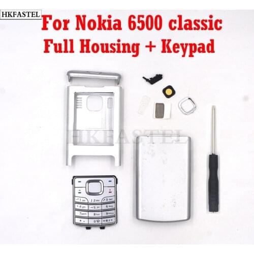 HKFASTEL For Nokia 6500c 6500 classic Black New Full Mobile Phone Housing Cover Case + English arabic Keypad, Free shipping