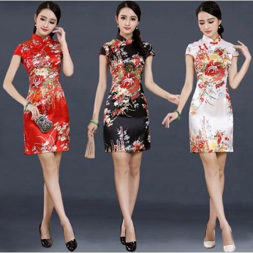 Chinese traditional modern qipao wedding dress red dresses cheongsam plus size with embroidery black sexy silk short 2016 woman