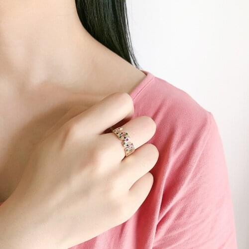Gold Copper Multicolor AAA Cubic Zirconia Letter LOVE Rings For Women Fashion Cute Jewelry for Women Gift Multiple Models Rings