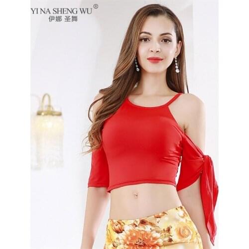 4 Colors New Women Belly Dance Costume Milk Silk Fabric Top Bellydance Sexy Practice Off Shoulder Tops Dance Clothing Wear Adult