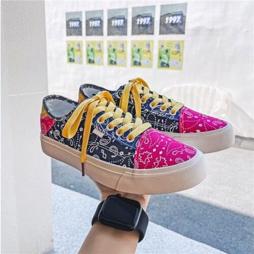 Female Shoes Autumn Spring Stylish Fashion Sneakers for Women Floral Gumshoes Girls Low Lacing Mixed Colors 35-40 Nice Sneakers