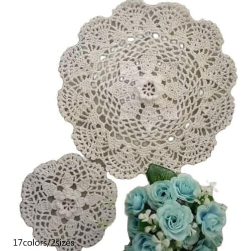 NEW Handmade Lace Round cotton table place mat pad Cloth crochet placemat cup mug wedding tea coffee coaster party doily kitchen
