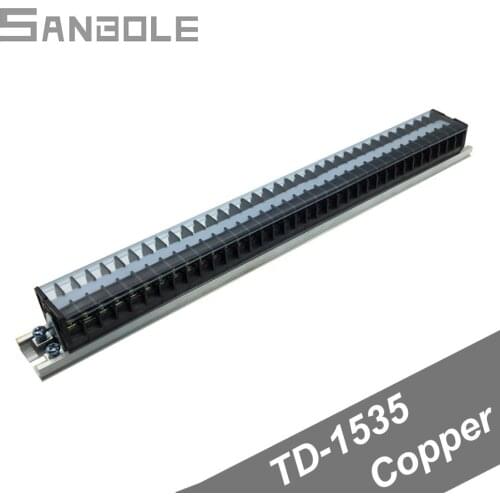 Copper TD-1535 Terminal block Combine Type Connection with screws DIN rail 15A 35 Positions Barrier Plug-in type