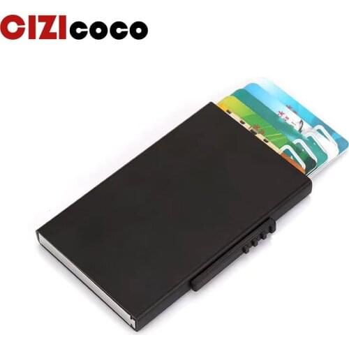 Metal Men Card holder Pocket ID Card Holder Rfid Blocking Mini Slim Aluminium Wallet Automatic Pop up Credit Card Case Protector