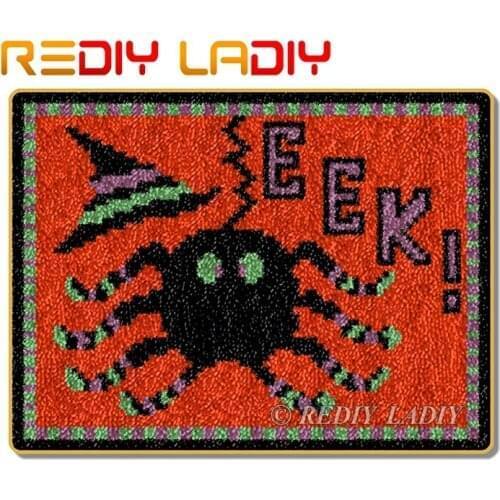 Latch Hook Kits Make Your Own Rug EEK Spider Crocheting Cushion Mat DIY Carpet Rug Set Acrylic Yarn Printed Canvas Arts & Crafts