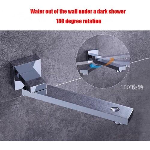 Spout Chrome Finish Brass Spout Bibcocks 180 degree rotation Wall Mounted Bathroom Tub Spout Square Wholesale And Retail