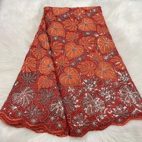 New 2021 Design high quality African Laser Cut French net lace fabric with sequins embroidery for party dress