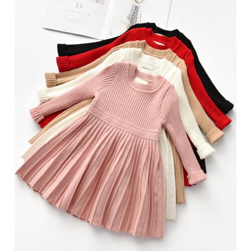 Autumn Winter Girls Wool Knitted Sweater Baby Girl dress Girls Dresses For Party And Wedding Baby Girl ClothesChristmas
