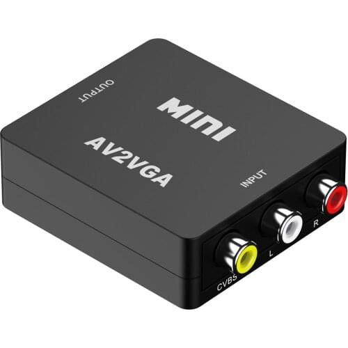 Mini RCA To VGA Converter AV To VGA VGA2AV Conversor with 3.5mm Audio RCA To VGA Video Converter For PC to TV HD Computer to TV