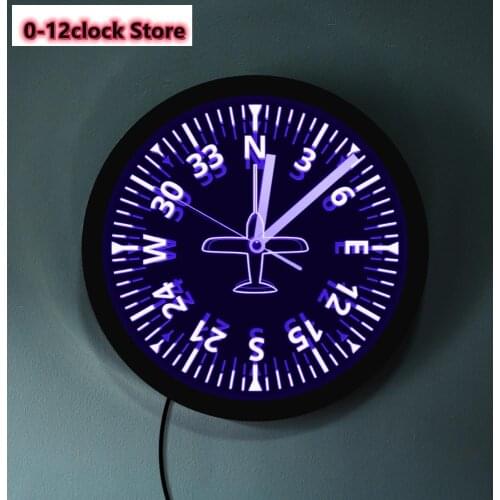 Gauges Cockpit Instruments Color Changing Aviation Pilot Clock With LED Backlight Saat Airplane Control