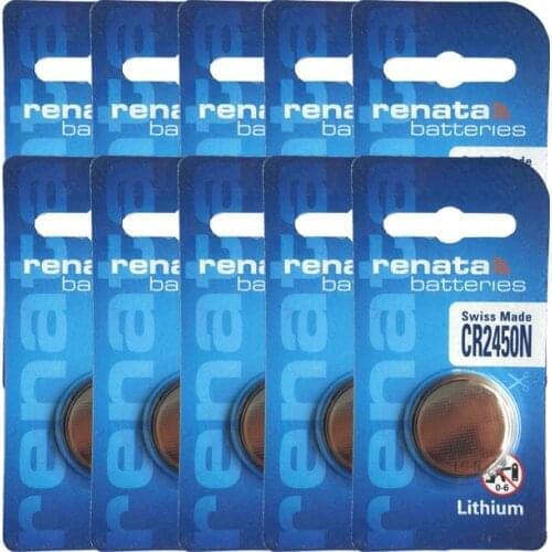Renata 10pcs CR2450 Button KCR2450 5029LC LM2450 Cell Coin Lithium Battery 3V CR