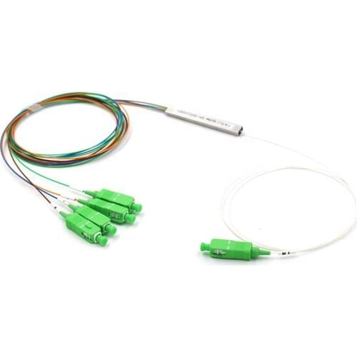 SC APC Single Mode Fiber Optical FTTH 0.9mm Mini PLC Splitter 1x4 SC APC Single Mode Fiber Optical PLC Splitter