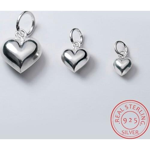 925 Sterling Silver Bulging heart charms DIY bracelets earrings for Jewelry Making design women necklace Accessories findings