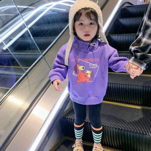 Girls' Hoodies Sweatshirts Kids Outwear 2021 Elegant Plus Velvet Thicken Winter Autumn Top Cotton Pullover Childrens Clothing