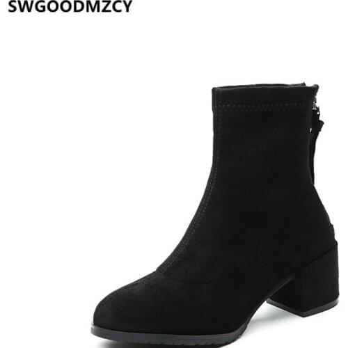 Suede Boots High Heels Women Luxury Shoes Women 2021 Black Ankle Boots Fashion Boots Female Women Shoes Zapatos De Mujer Scarpe