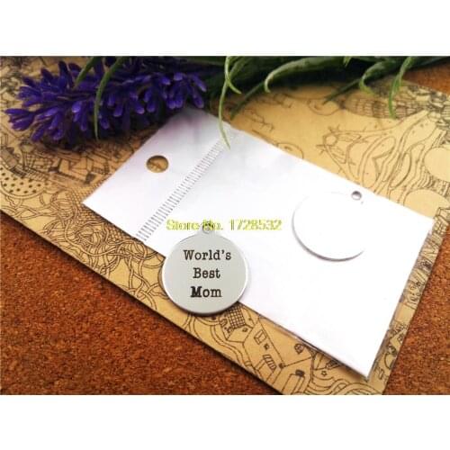 10pcs-stainless steel Charms "worlds best mom"DIY Charms Pendants for necklace/bracelet/keychain DIY jewelry