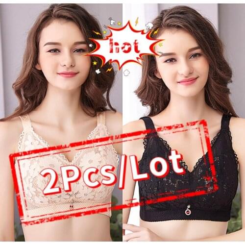 2 Pcs/lot Plus Size Womens Minimizer Bra Full Coverage wire free Lingerie for Female 75 80 85 90 95 100 105 110 115 120 C D E F
