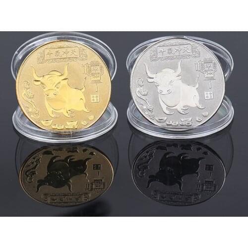 2021 New Year Chinese Zodiac Ox Commemorative Coins Collection Gift Decorative Coins Collection Good Fortune Antique Crafts
