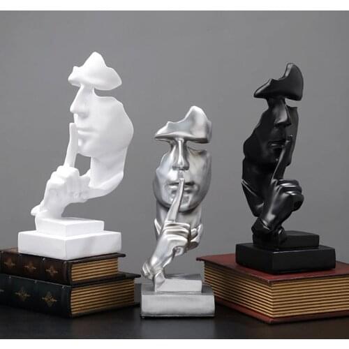 Abstract Sculpture Figurine Ornaments Silence Is Gold Office Home Decoration Accessories Modern Art Resin Decoration Craft Gift