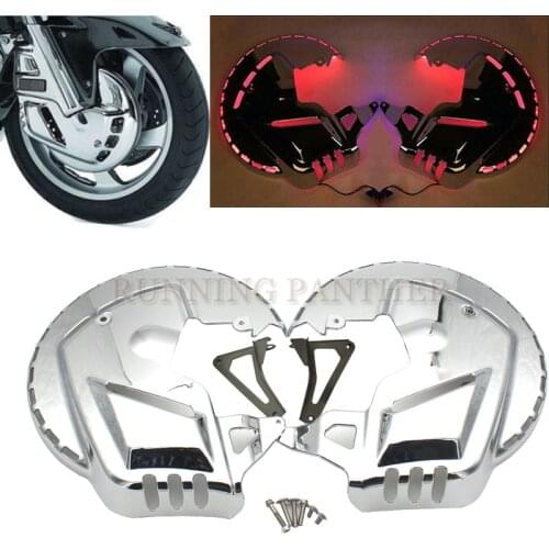 Motorcycle Accessories Chrome Brake Disc Rotors Covers With Red Blue White LED Light For Honda GOLDWING GL1800 2001-2015 2014