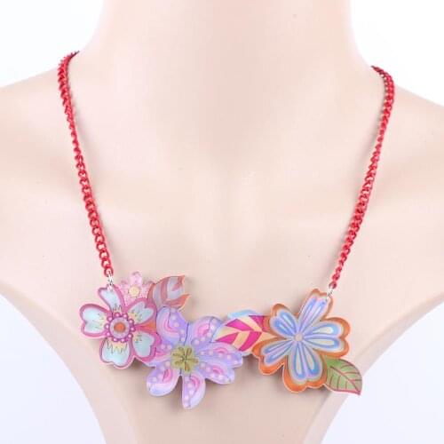 Bonsny design new 2016 lovely flowers spring/summer style necklace pendant five colors for girls and woman c free shipping