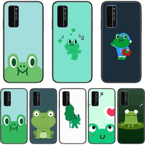 Lovely frog Phone Case Hull For Huawei Honor 8 9 10 20 30 A S Lite Pro 5g i Black Back Soft Cell Cover Pretty