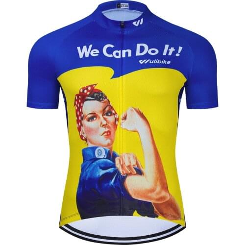 Funny Cycling Jerseys Summer Short Sleeve Breathable Jersey for Mens Bicycle Sportwear Rosie the Riveter