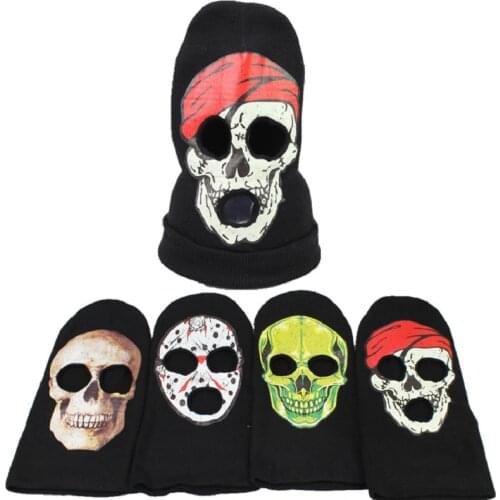 Halloween Horror Skull Knitted Headgear Ghost Mask Spoof Wool Cosplay Hat New High Quality Unisex Cap Men and Women