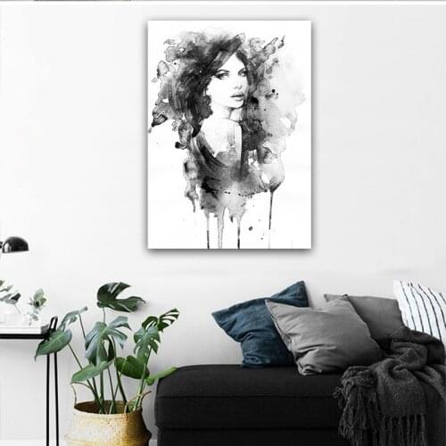 Canvas Poster Print Wall Art black white Painting The Picture Ink Woman Portrait Print On Canvas For Home Decor