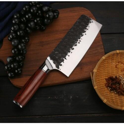 BIGSUNNY 6.5" Handmade Forged Nakiri Knife Vegetable Knife stainless steel with Rosewood Handle