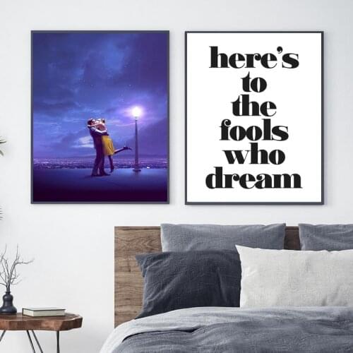 La La Land Classic Music Movie Posters and Prints Heres to the Fools Who Dream Canvas Painting Wall Art Pictures Home Decor