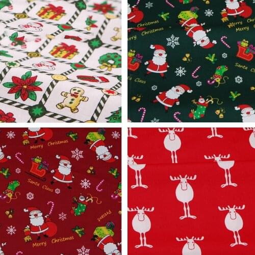 Christmas Santa Gnome Print Pure Cotton Fabric for Tissue Sewing Quilting Fabric Needlework Material DIY Handmade Crafts,c19152