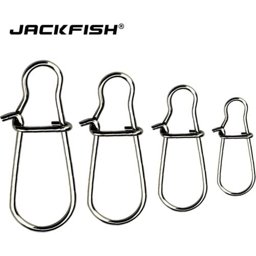 JACKFISH Fishing Accessories 100pcs/lot #000-#4 Stainless Steel Rolling Barrel Swivel Safety Snap Solid Rings Tackle