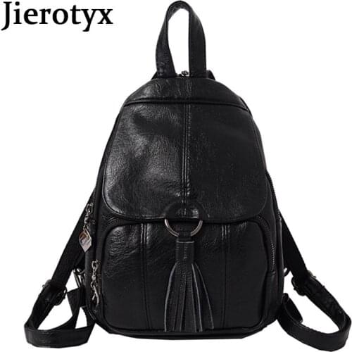 JIEROTYX Fashion Women Backpacks Soft PU Leather Backpack Shoulder Daypack Female Rucksack Casual School Bag for Girls Hot New