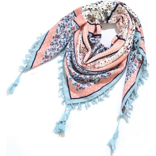 Spring Big Square Scarf Quality Cotton Tassel Wrap Hair Head Hijab Retro Vintage Russia luxury brand foulard femme bufanda mujer