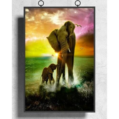H442 Silk Poster Home Decoration African Elephants Wild Animal Wall Art Christmas Gift