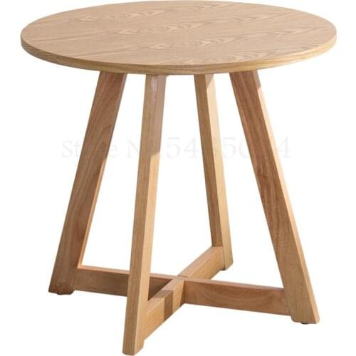 Nordic Small Apartment Simple Solid Wood Coffee Table Living Room Bedroom Balcony Small Round Table Small Round Wooden Tabl