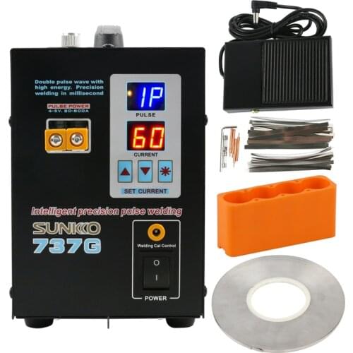 SUNKKO 737G Battery Spot Welding Machine + 1KG 0.1*5MM Nickel Sheet Plate Strip Connector Double Pulse Wave